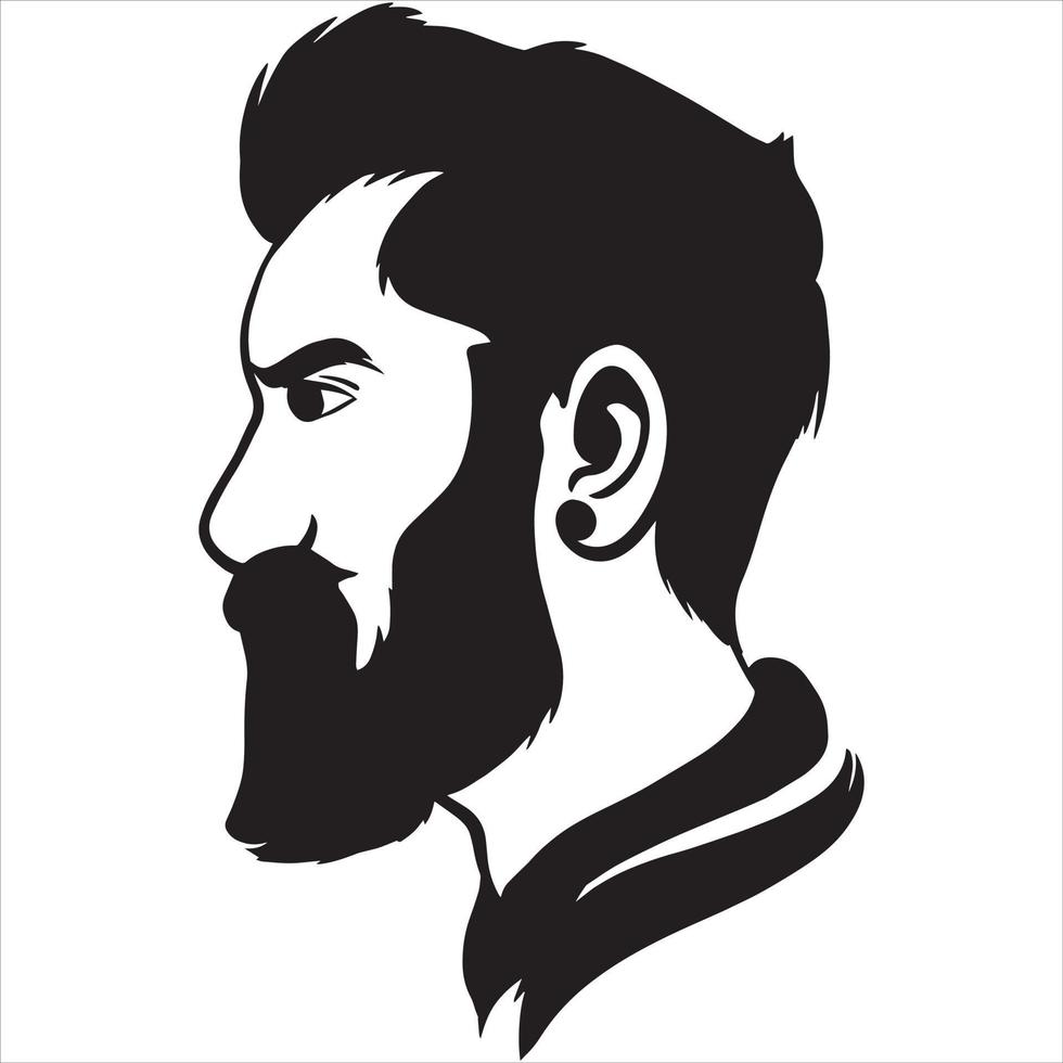 cara, hombres, con, barba, bigote, vector, ilustración vector