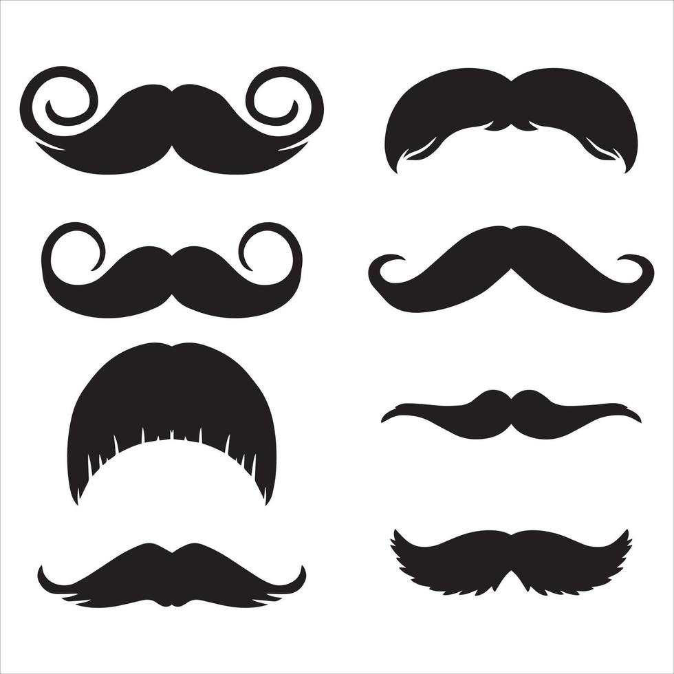 black mustache collection silhouette vector illustration