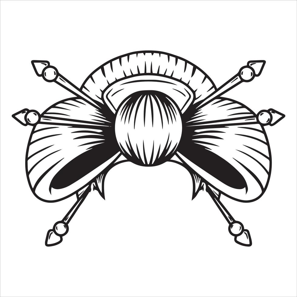 japanese traditional hair illustration, black white hand drawn vector