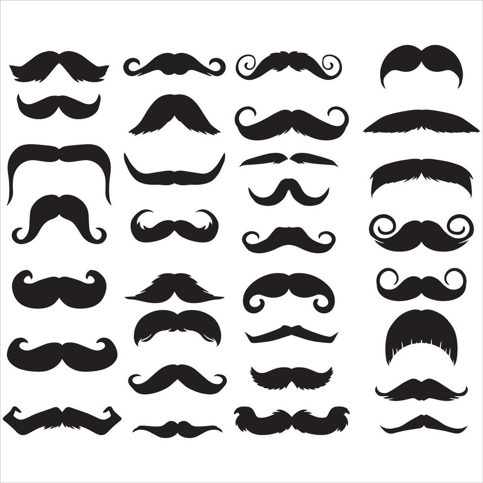 colección de siluetas de hombres con forma de bigote vector
