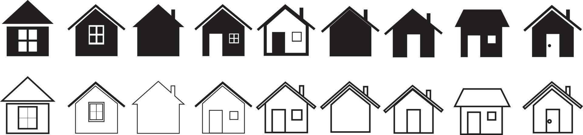 conjunto de iconos de casa monocromática simple vector