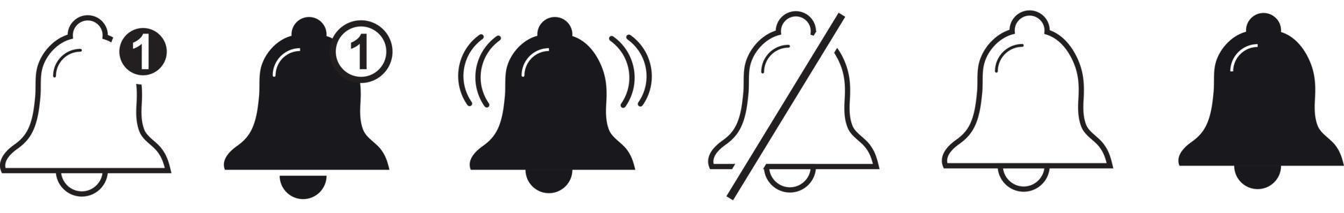 Notification bell icon set. Orange notification bell. Bell notification symbol vector. Alarm alert. Vector ringing bell and notification number sign for alarm clock