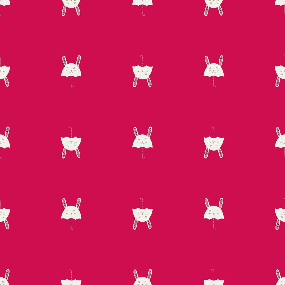 Umbrella bunny seamless pattern. Funny characters background. vector