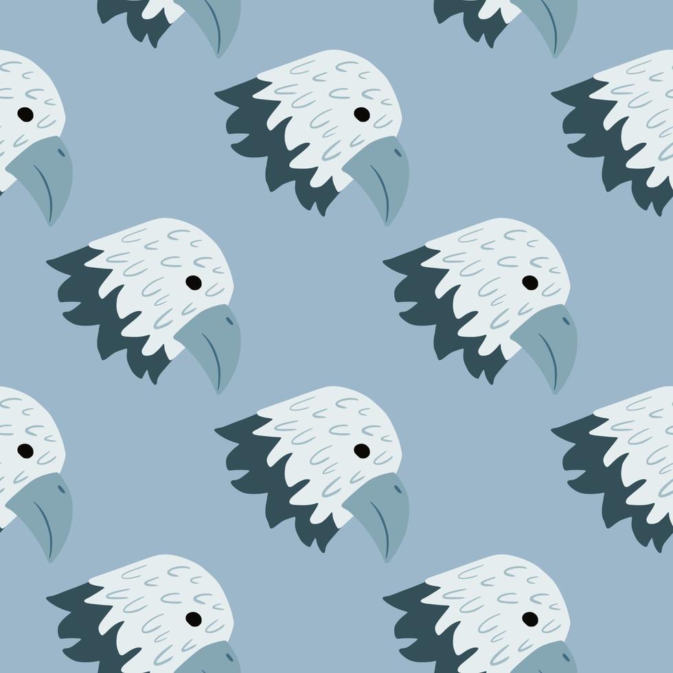 Eagle pattern seamless in freehand style. Head predator on colorful background. Vector illustration for textile.