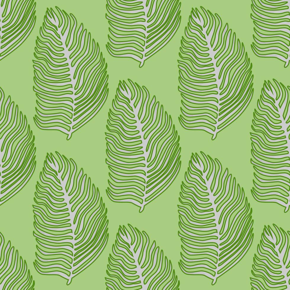 Organic palm leaf seamless pattern with hand drawn foliage print. Simple color background. Vector illustration for seasonal textile.