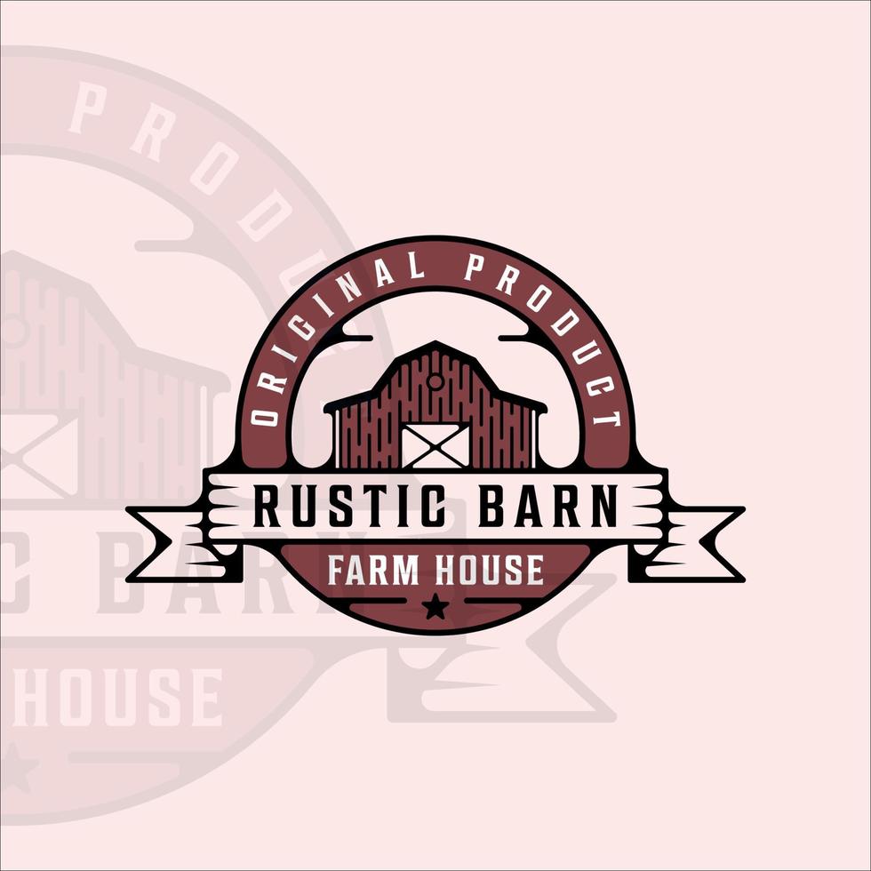 rustic barn logo vintage with outline vector illustration template icon graphic design. farm house livestock sign or symbol for professional farmer with retro badge and typography style