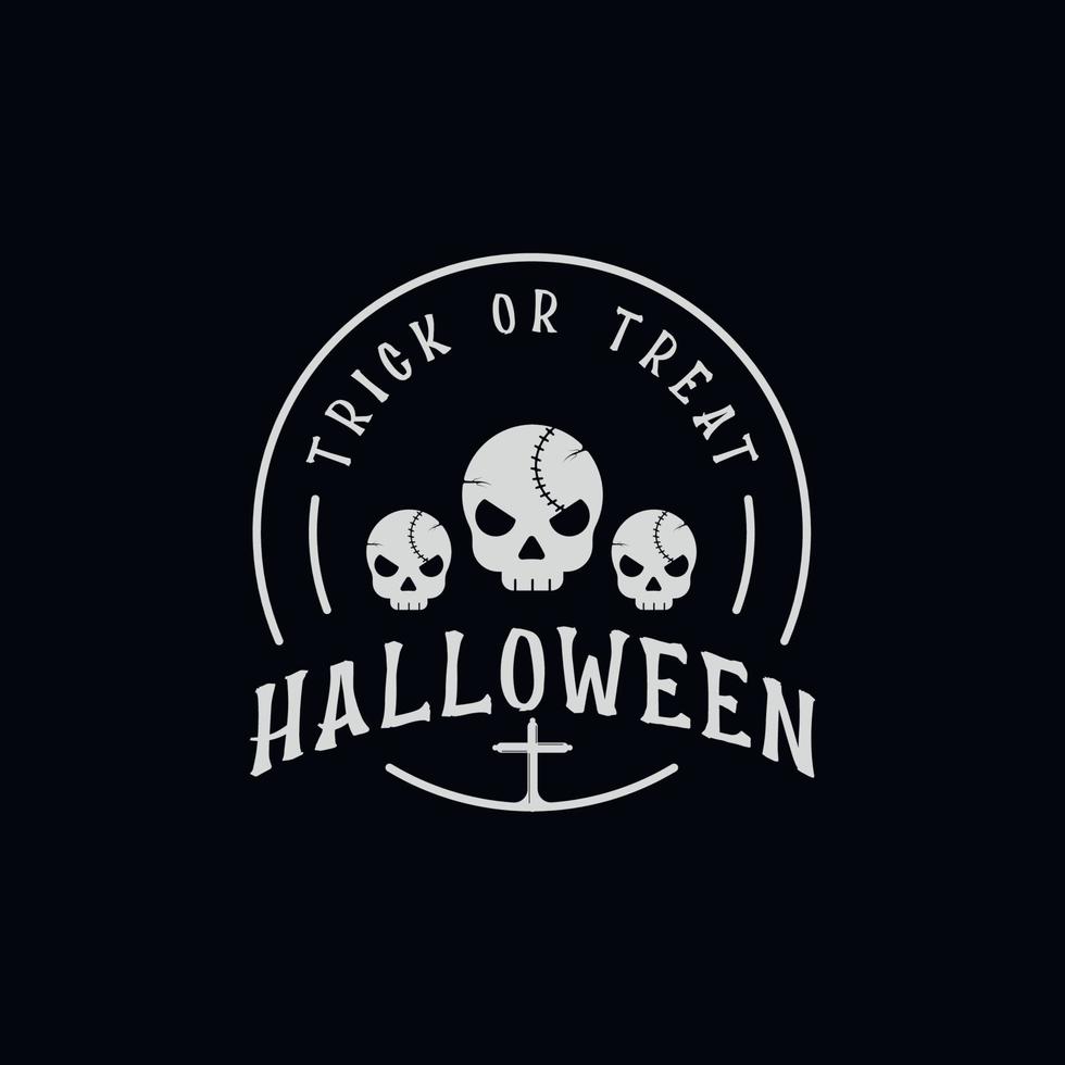 skull of halloween logo vintage vector vector illustration template icon design