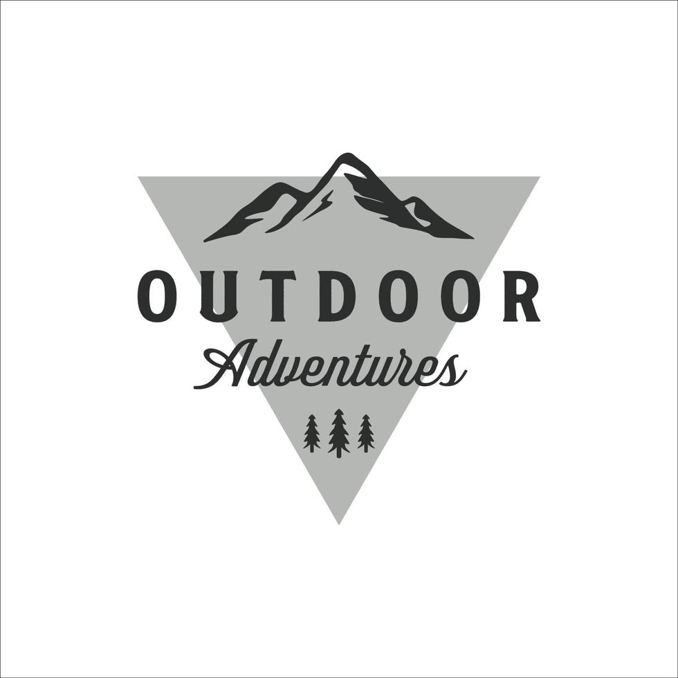 mountain and pines logo vintage vector illustration template icon design. outdoors adventure symbol for travel  company