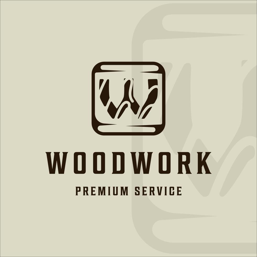 initial letter w for woodworker logo vintage vector illustration template icon graphic design. creative carpentry sign or symbol for professional carpenter with badge style