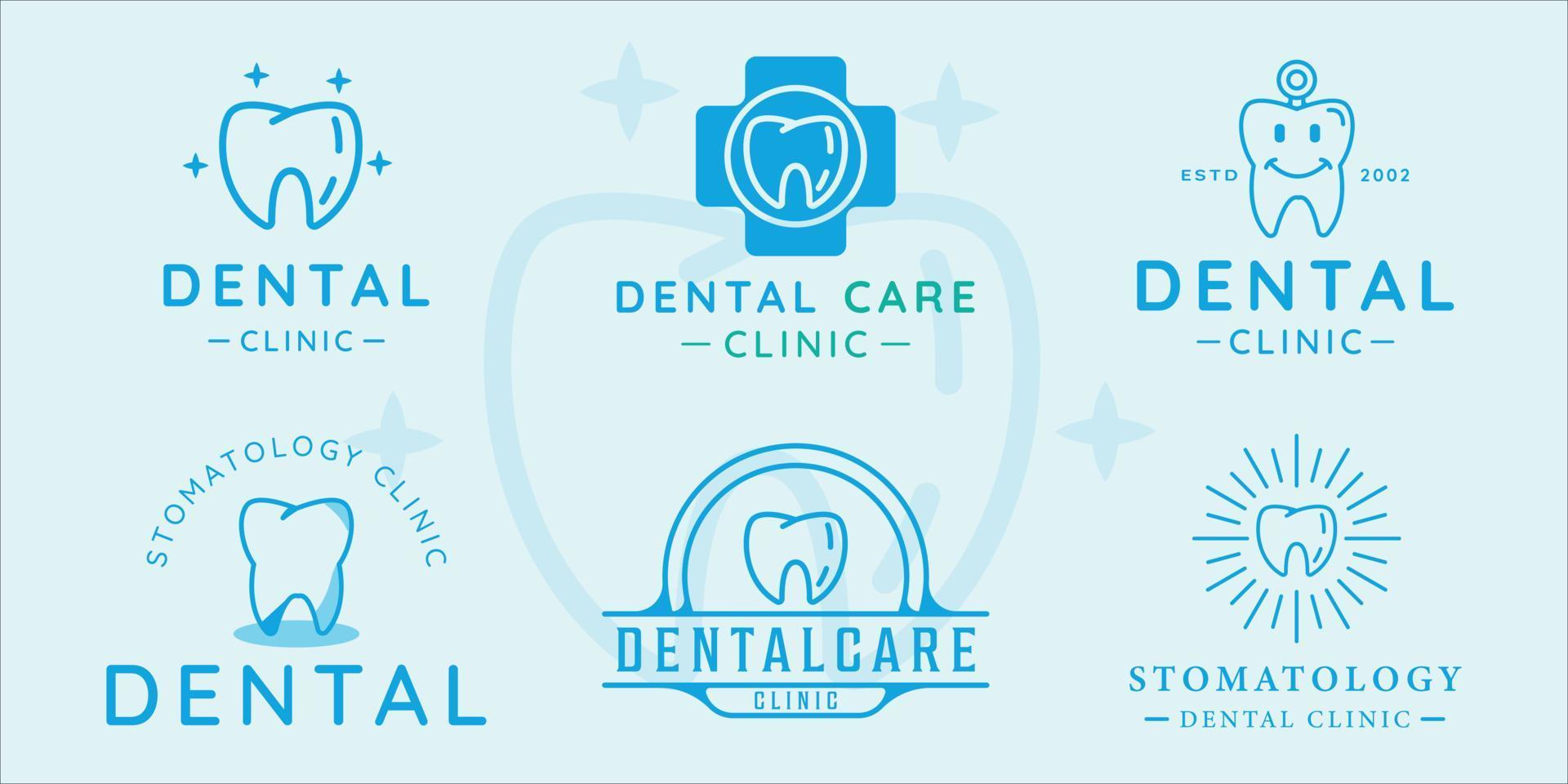 conjunto de clínica dental diente logotipo vector ilustración plantilla icono diseño gráfico. colección de paquetes de varios signos o símbolos de estomatología