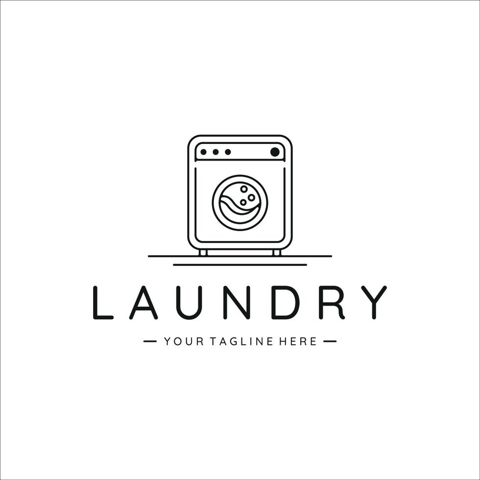 laundry minimalist line art logo simple vector illustration template icon design. washing machine outline symbol for business concept