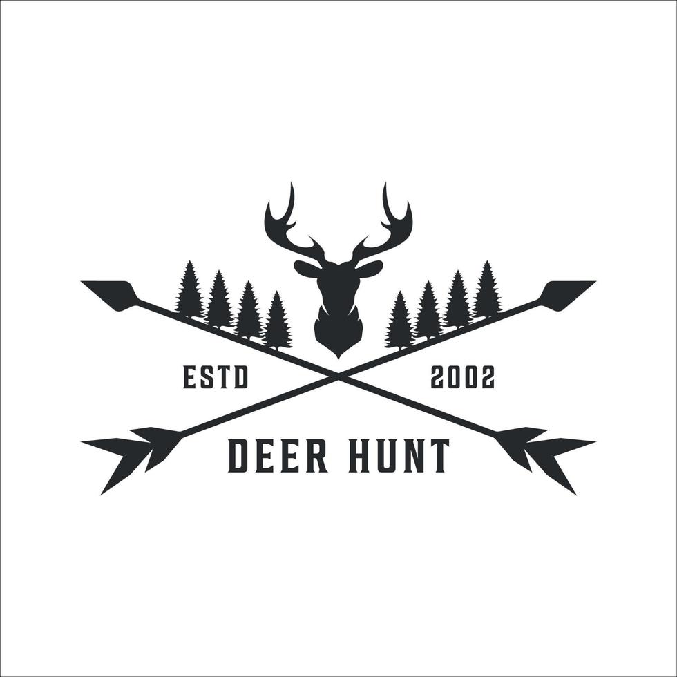 deer and arrow logo vintage vector illustration template icon design