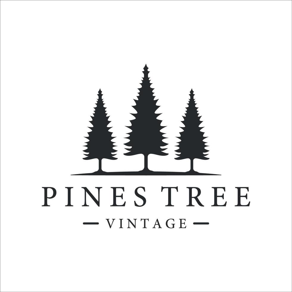 pines tree logo vector vintage illustration design