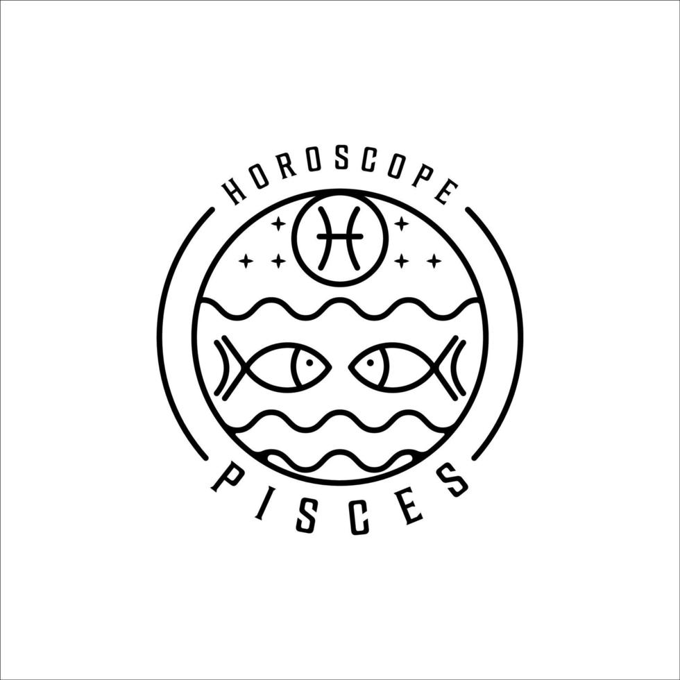 fish zodiac of pisces logo line art simple minimalist vector illustration template icon design. horoscope sign mysticism and astrology symbol