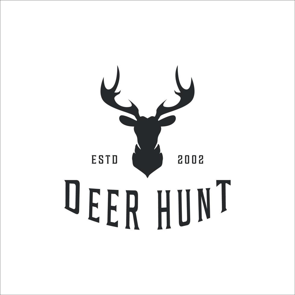 deer hunter logo vintage vector illustration template icon design