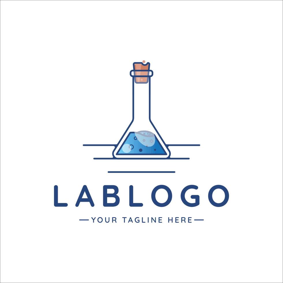 beaker lab logo line art vector illustration template icon design. liquid lab concept for company