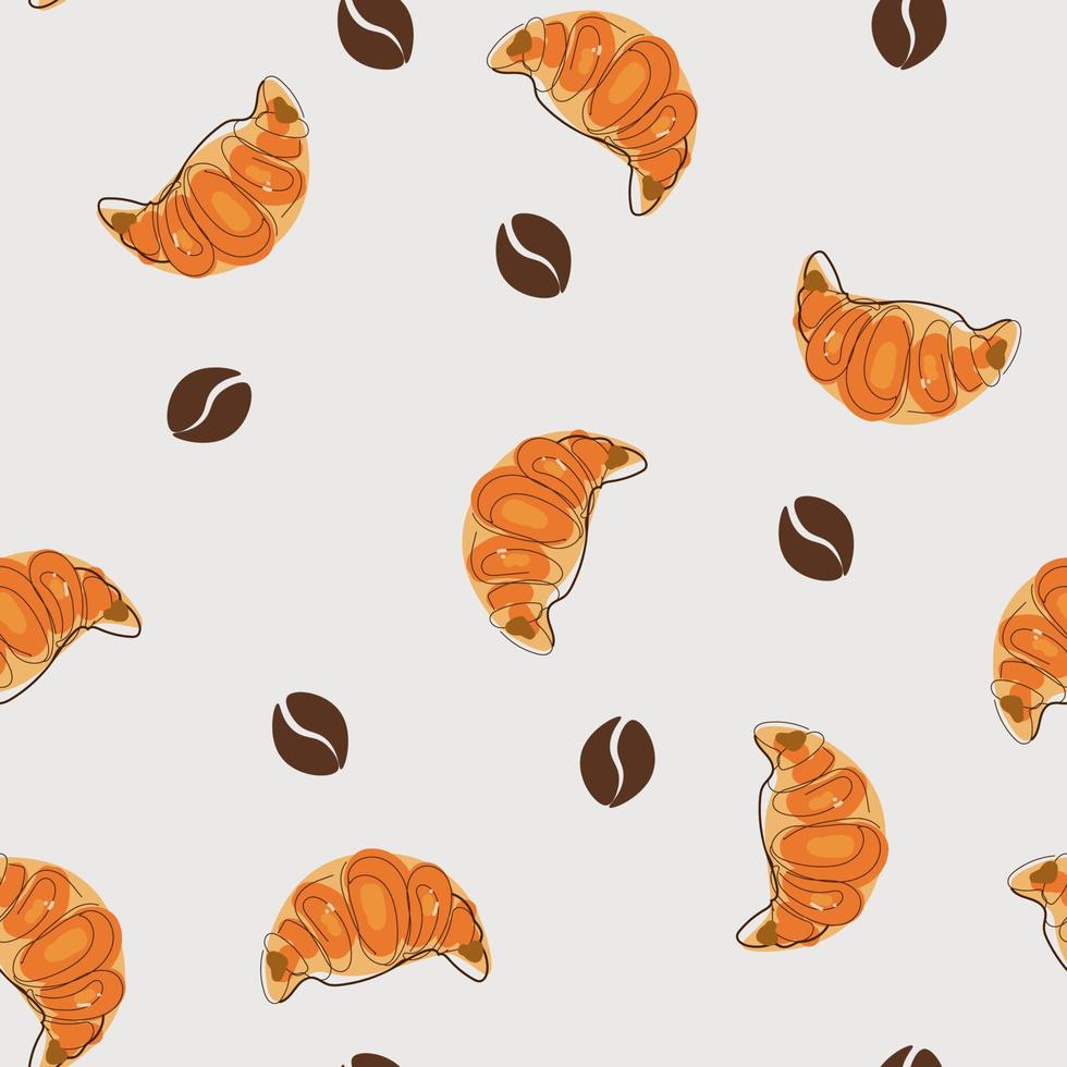 Seamless pattern witch croissants vector