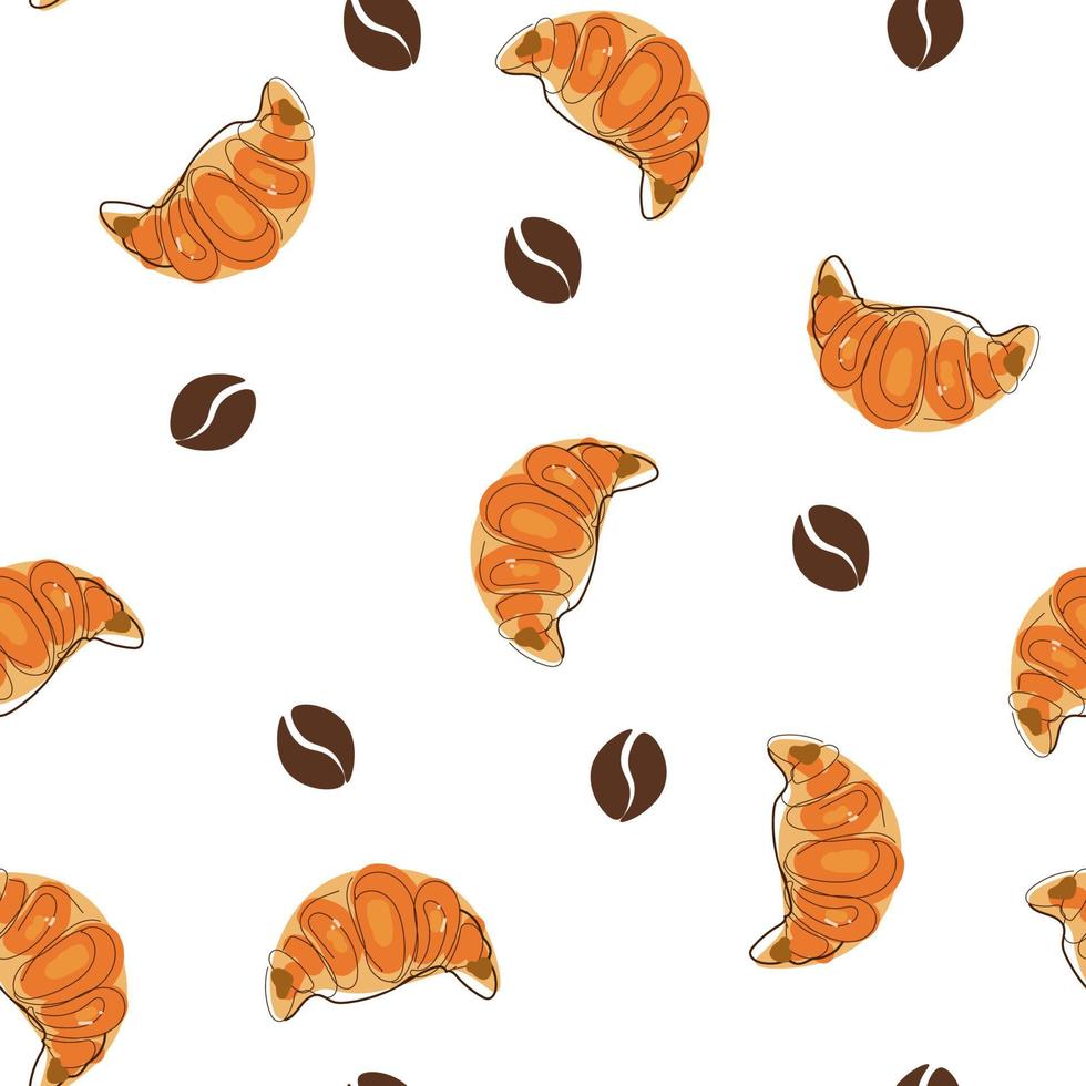 croissant coffee seamless pattern vector