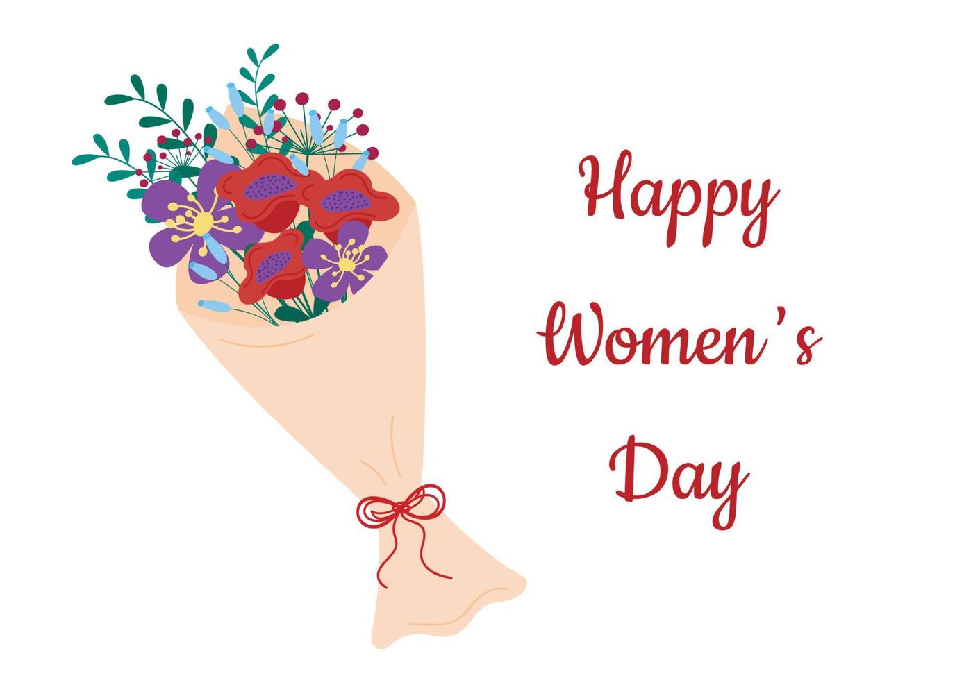 Happy Womens Day greeting card. Bouquet of flowers in eco paper ...