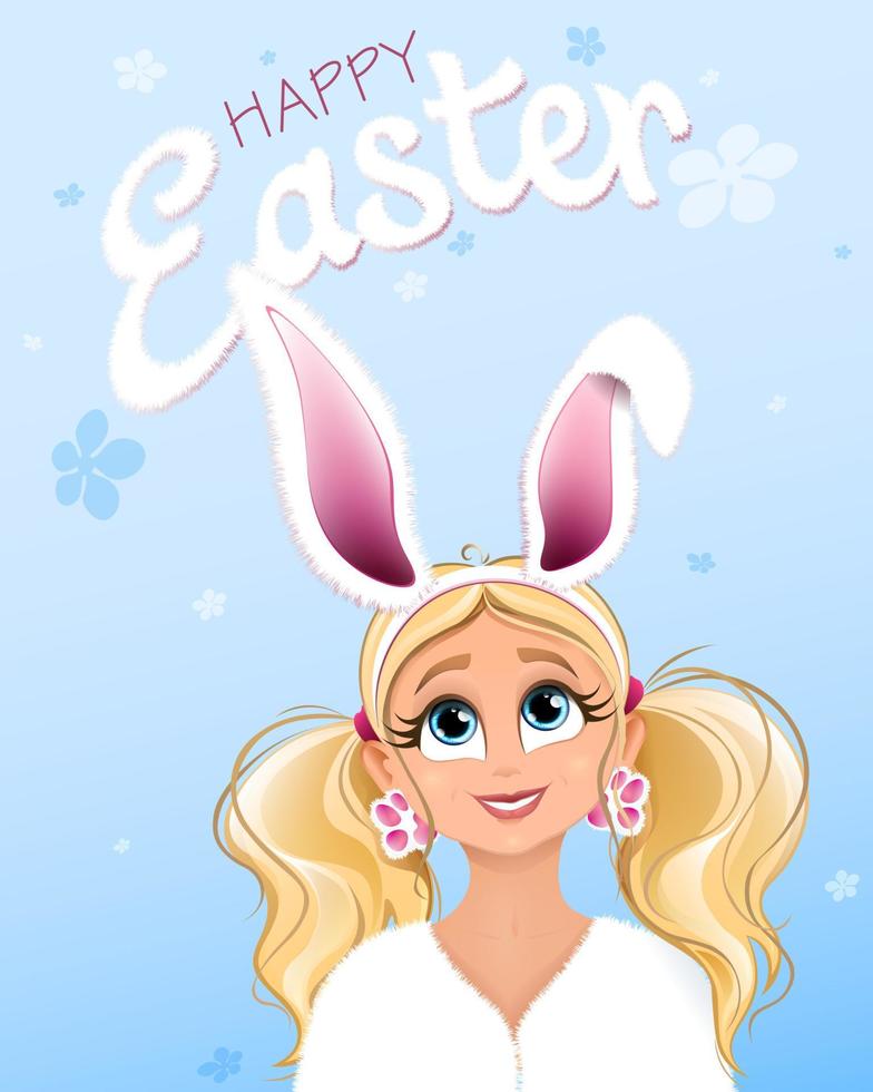 Blonde girl with bunny ears vector
