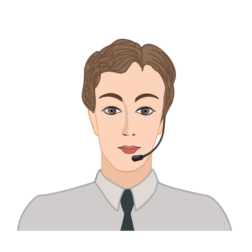 avatar. icono de la cara perfil social femenino del hombre de negocios. retrato de hombre servicio de soporte. ilustración del centro de llamadas vector