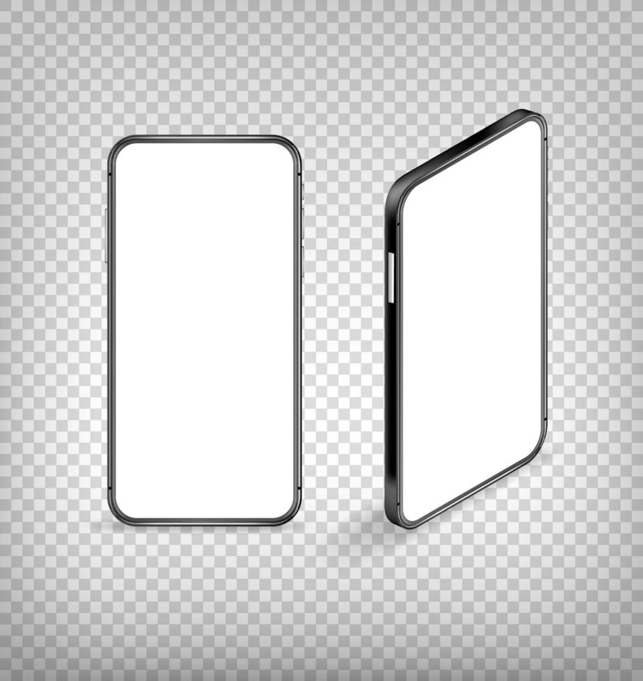 teléfono moderno con maqueta de vector de pantalla en blanco aislado en transparente