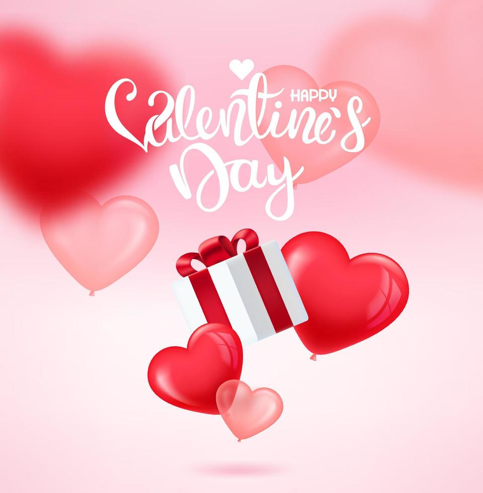 banner del día de san valentín con logo caligráfico. ilustración vectorial 3d vector