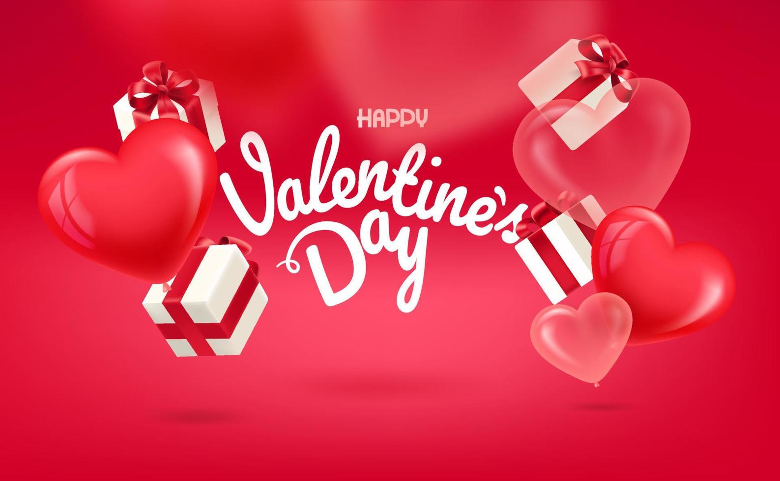 Valentines Day banner with lettering inscription. 3d vector