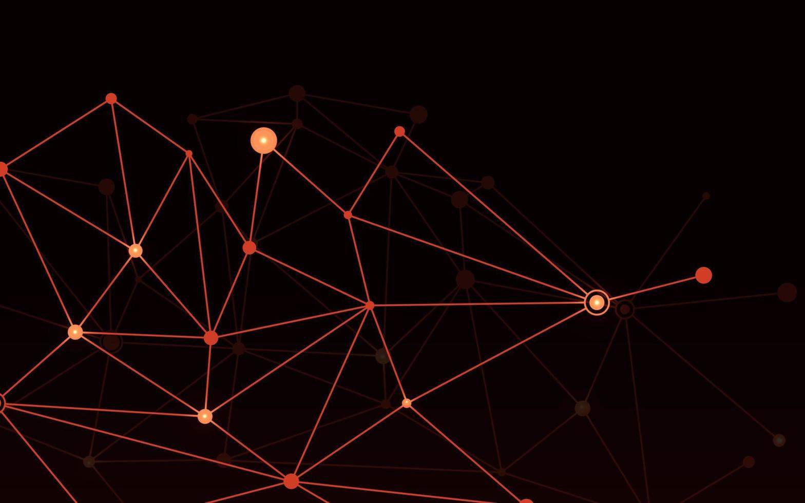 Light node on a dark red background with line dot connection. Futuristic abstract shape for website banner vector