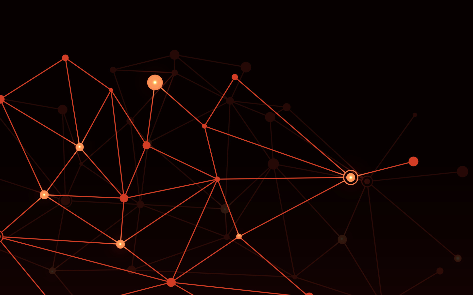 Light node on a dark red background with line dot connection