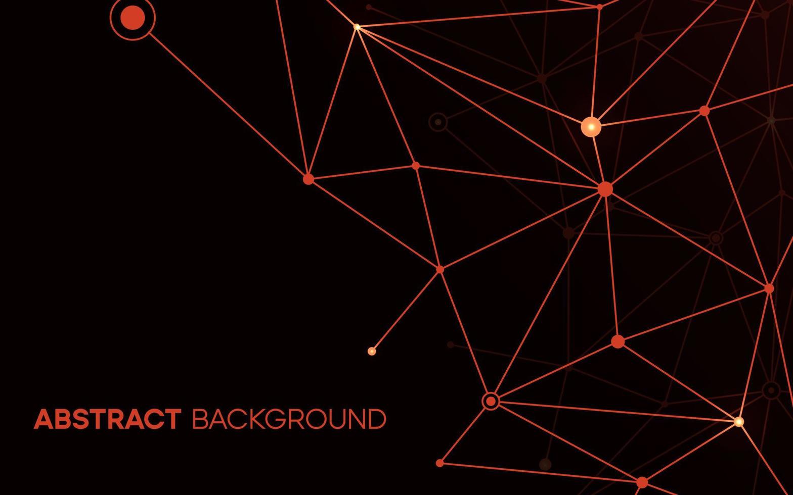 Abstract background with red node and plexus line. Big tech pattern with data structure. Dark space design vector