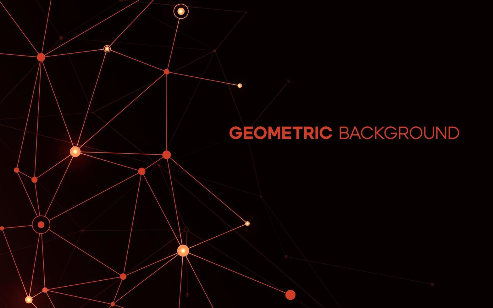 Red geometric background with line and dot connection. Scientific mesh polygon design for global communication vector
