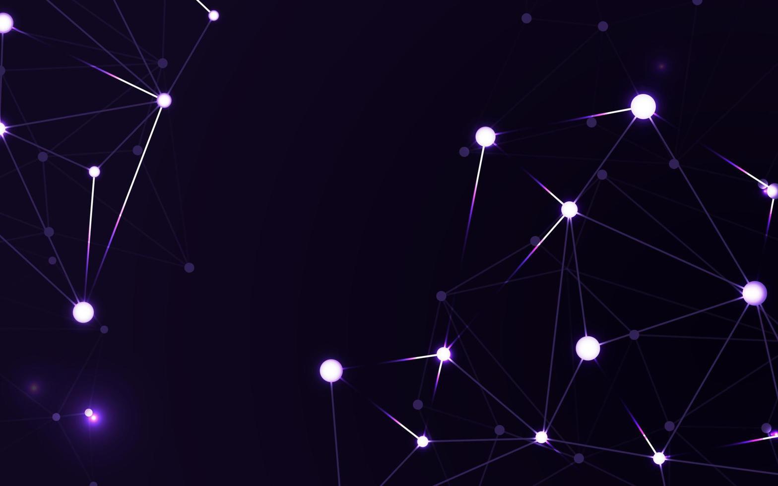 Purple futuristic space concept. Plexus line background with light on dot. Abstract data structure graphic design vector