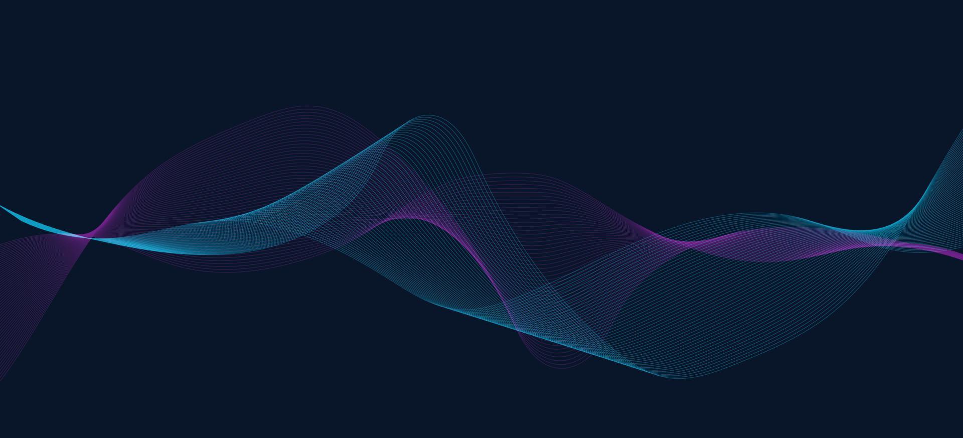 Blue purple abstract line blend background. Dynamic wave design. Music soundwave header element vector