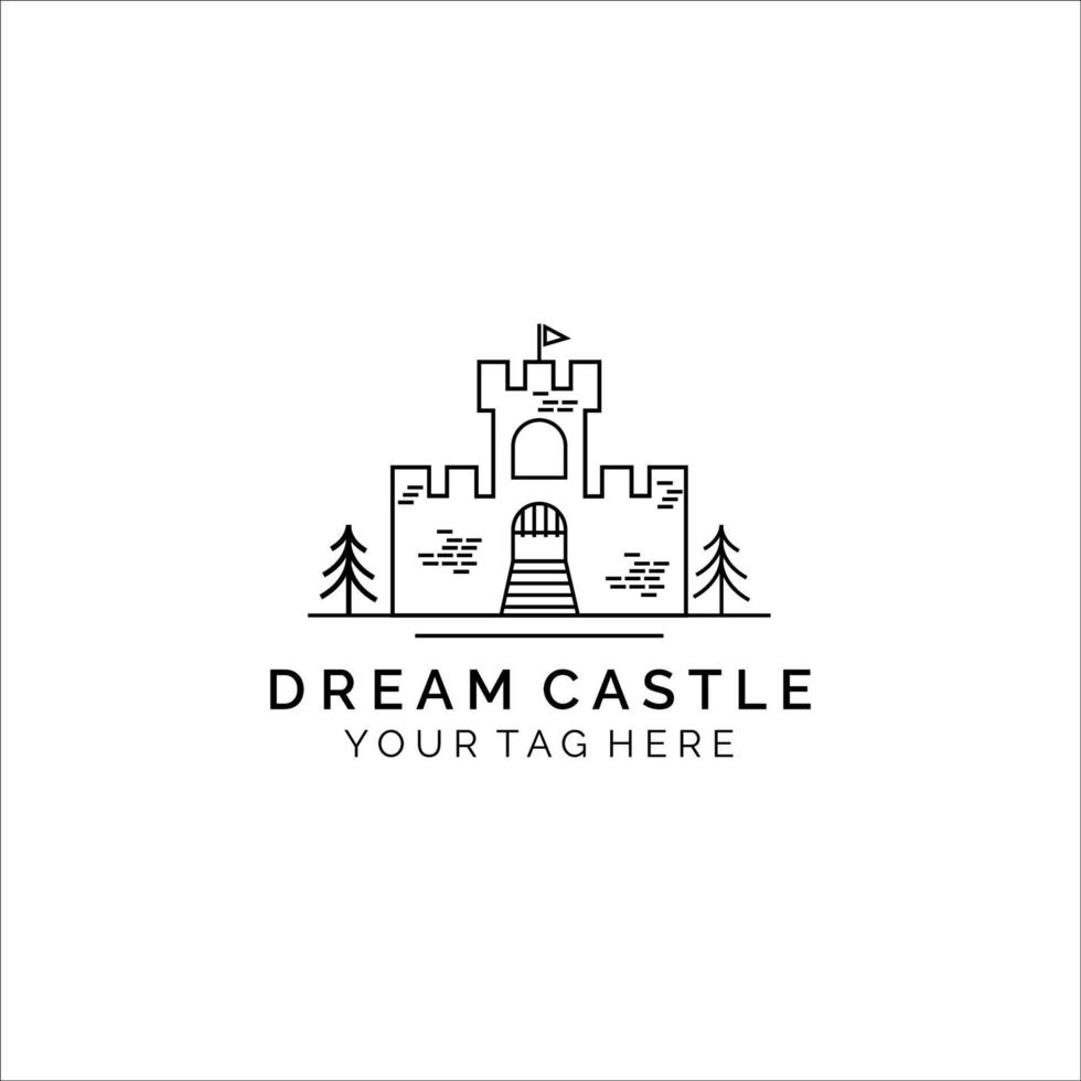 dream castle line art logo illustration vector template design