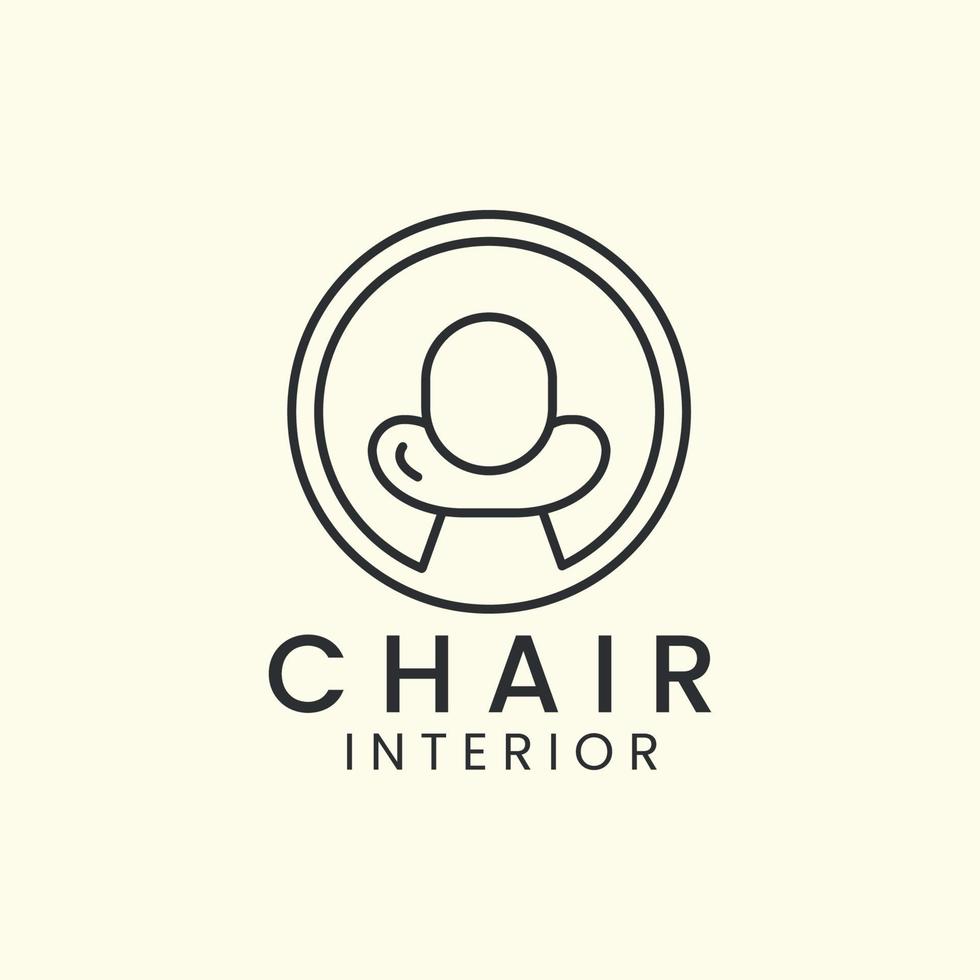 chair furniture minimalist line art logo emblem icon vector illustration template design