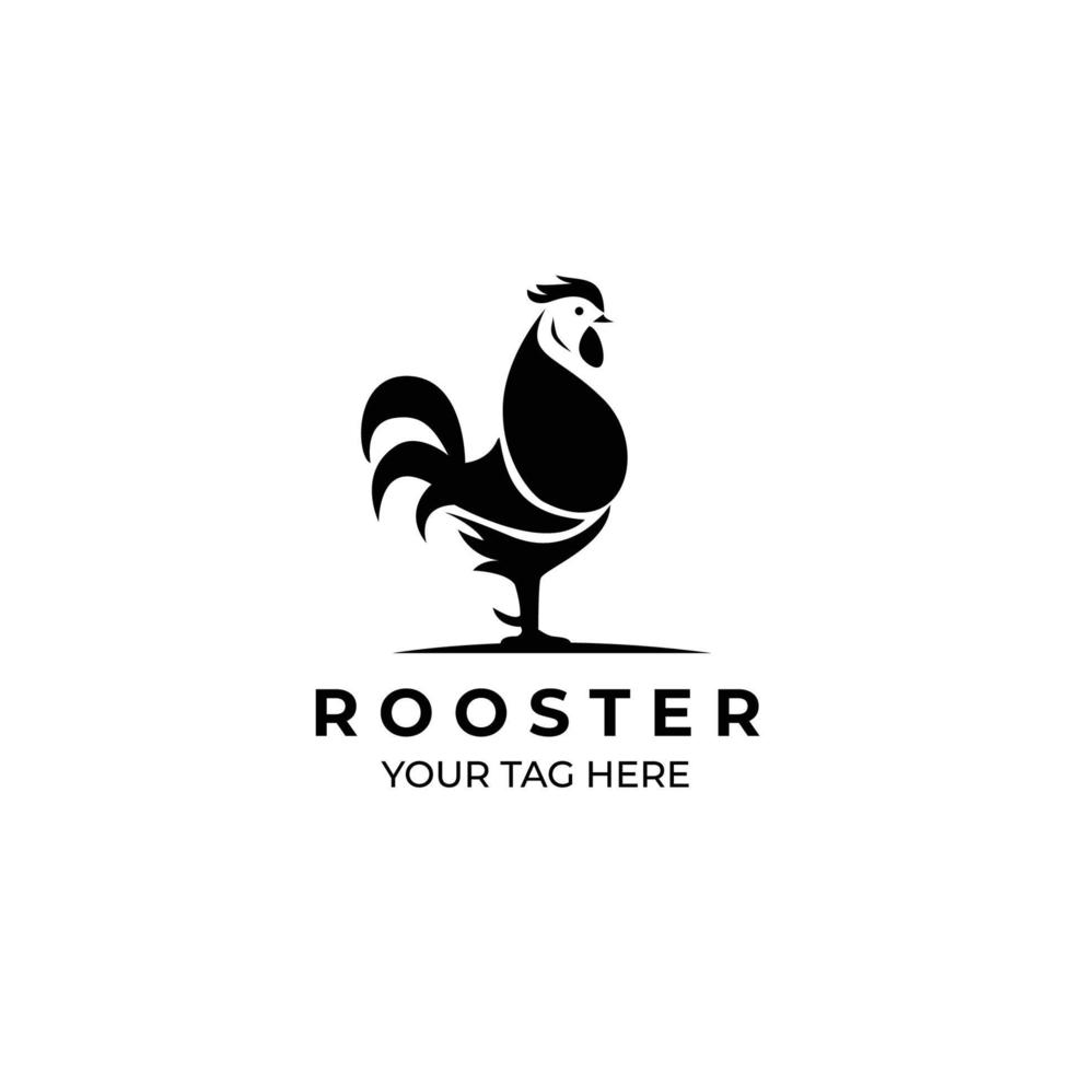 diseño de color negro de ilustración de logotipo de gallo vector