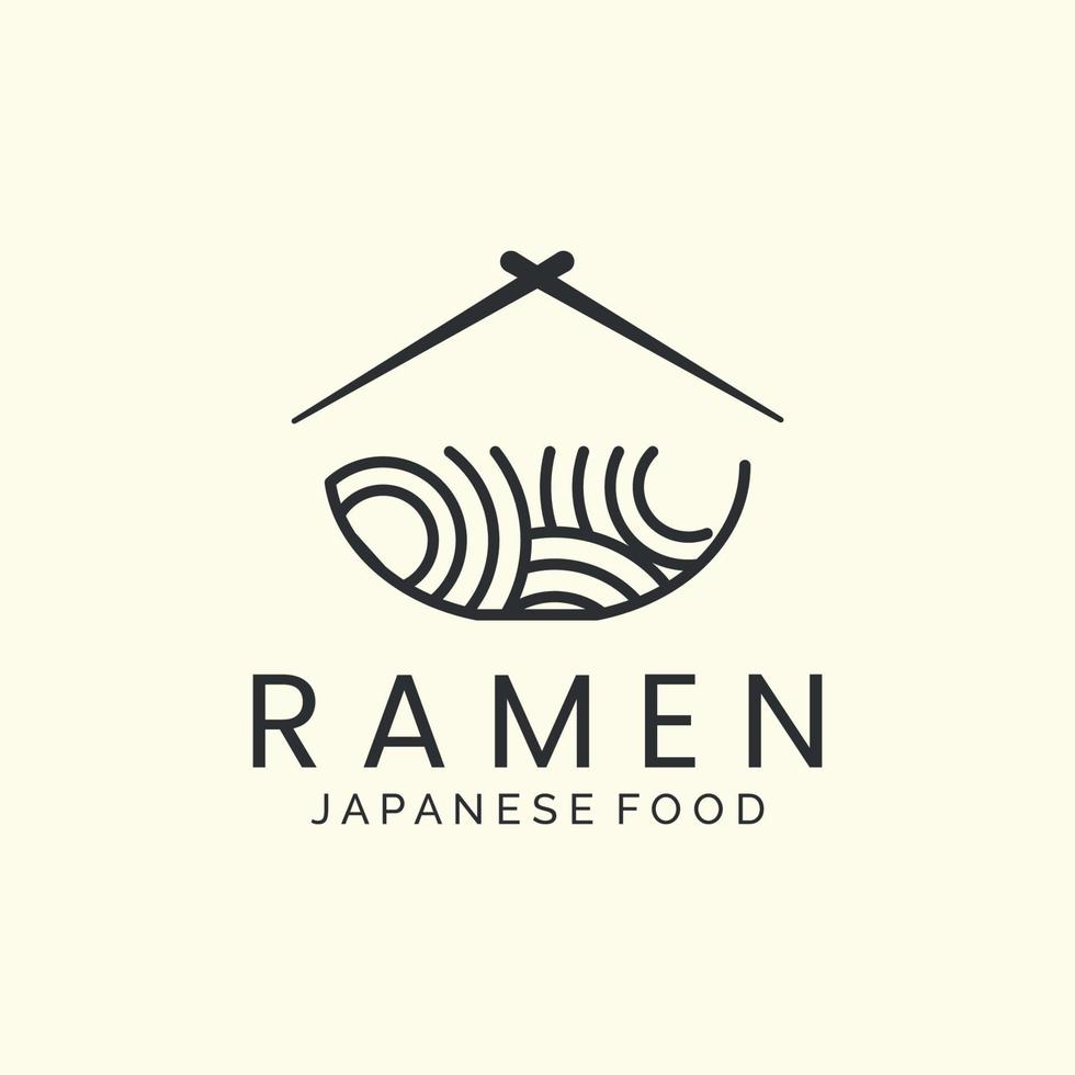 noodle japanese minimalist line art logo icon template vector design