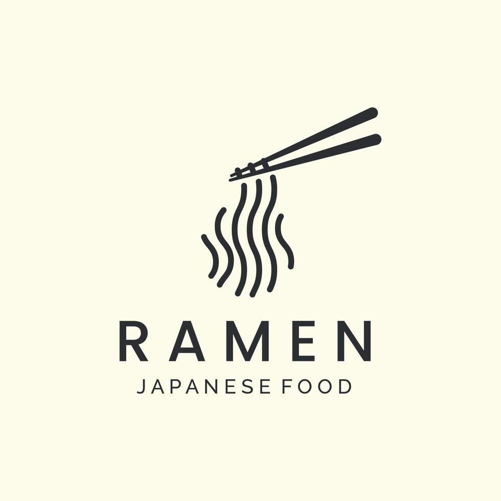 ramen japonés minimalista línea arte logotipo icono plantilla vector ilustración diseño