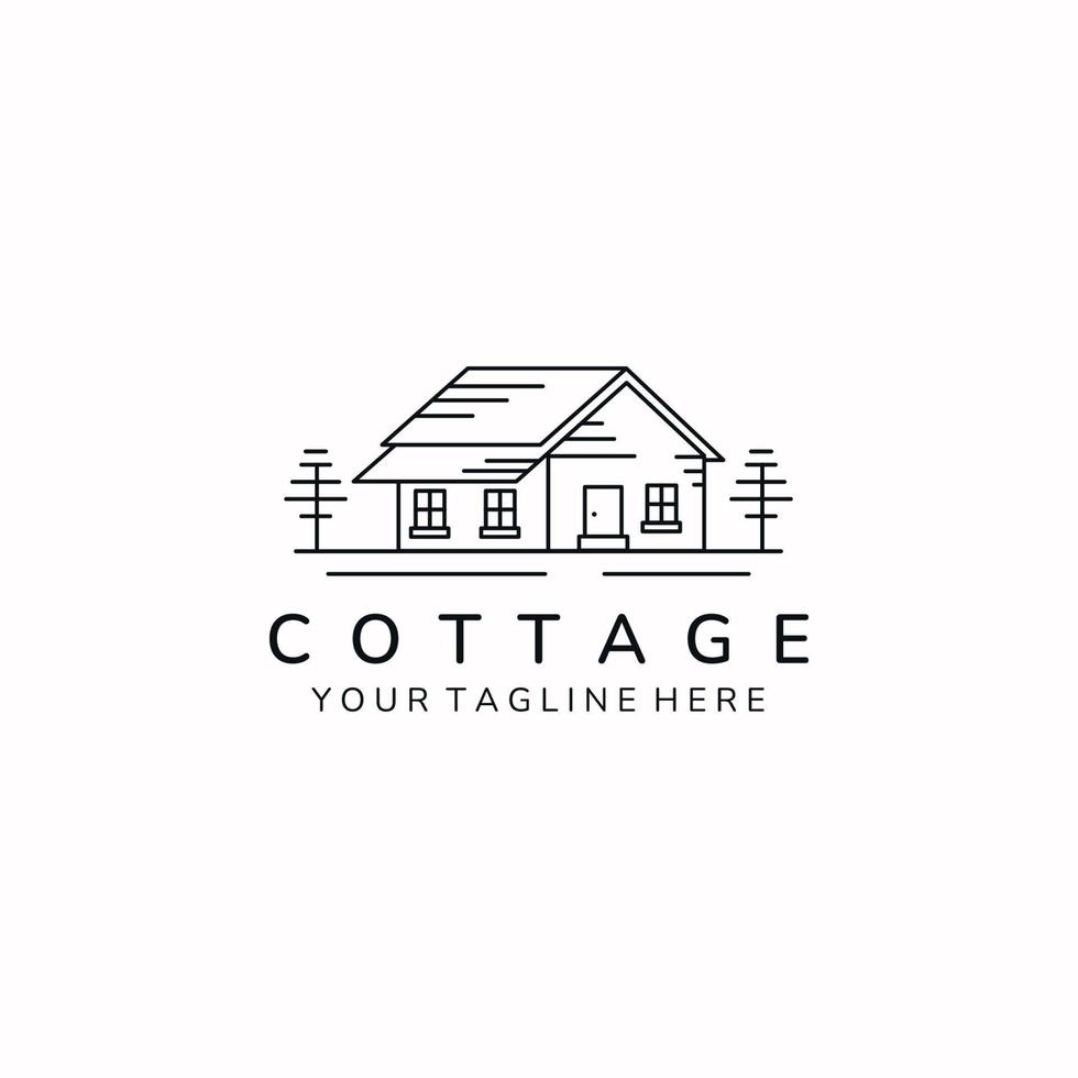 cottage home minimalist line art  simple  icon logo template vector illustration design