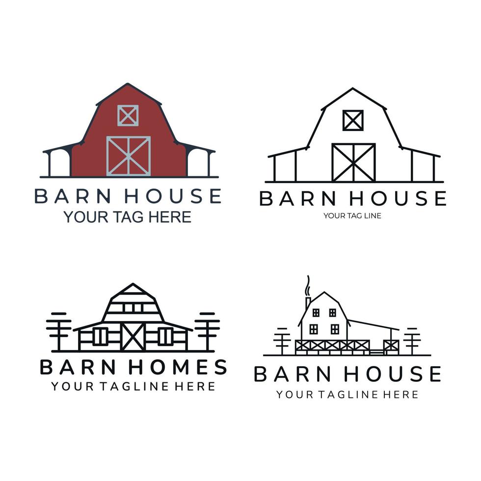 granero casa conjunto paquete icono logotipo plantilla vector ilustración diseño