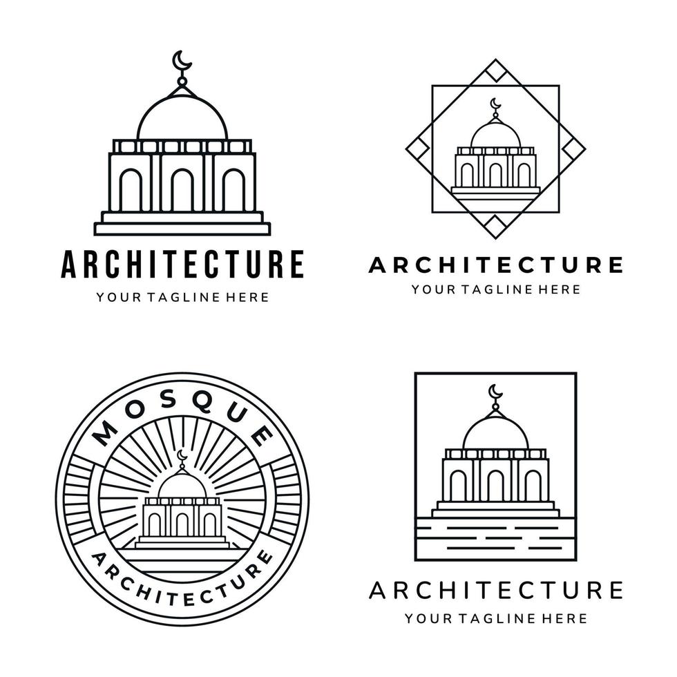 mosque line art set bundle logo symbol vector illustration template design
