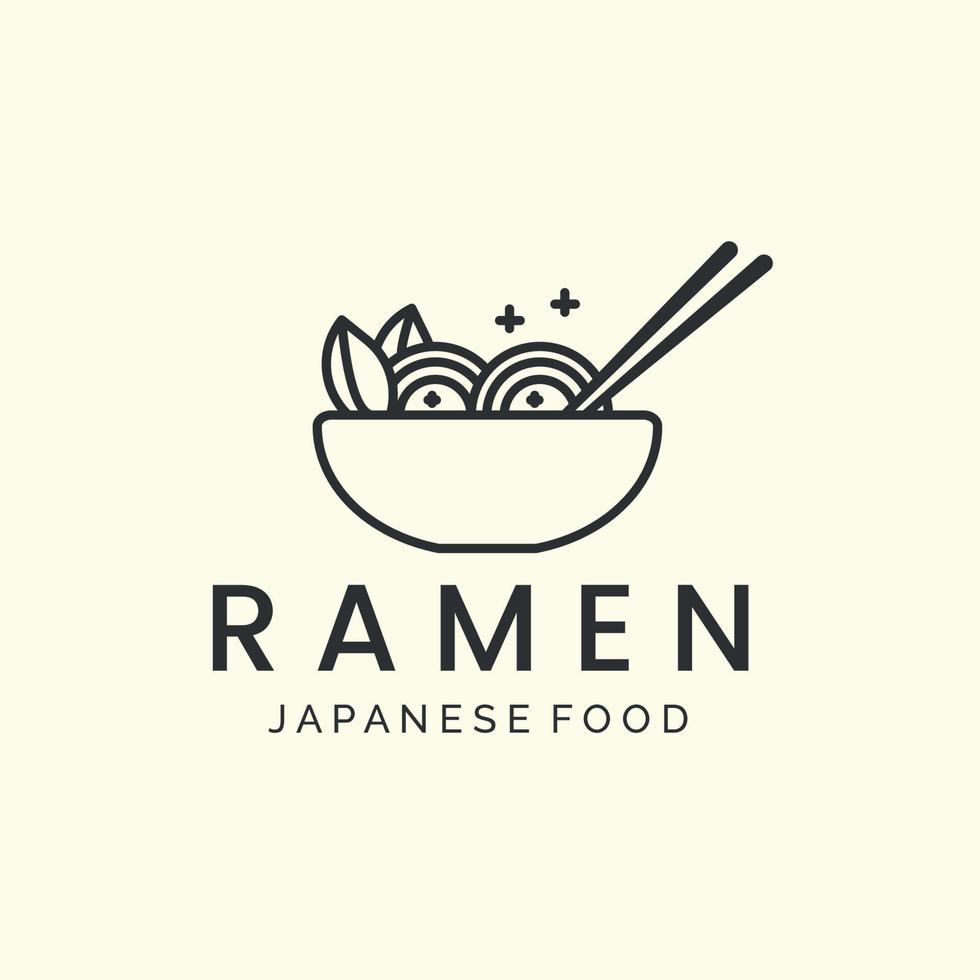 ramen noodle japan minimalist line art logo icon template vector design