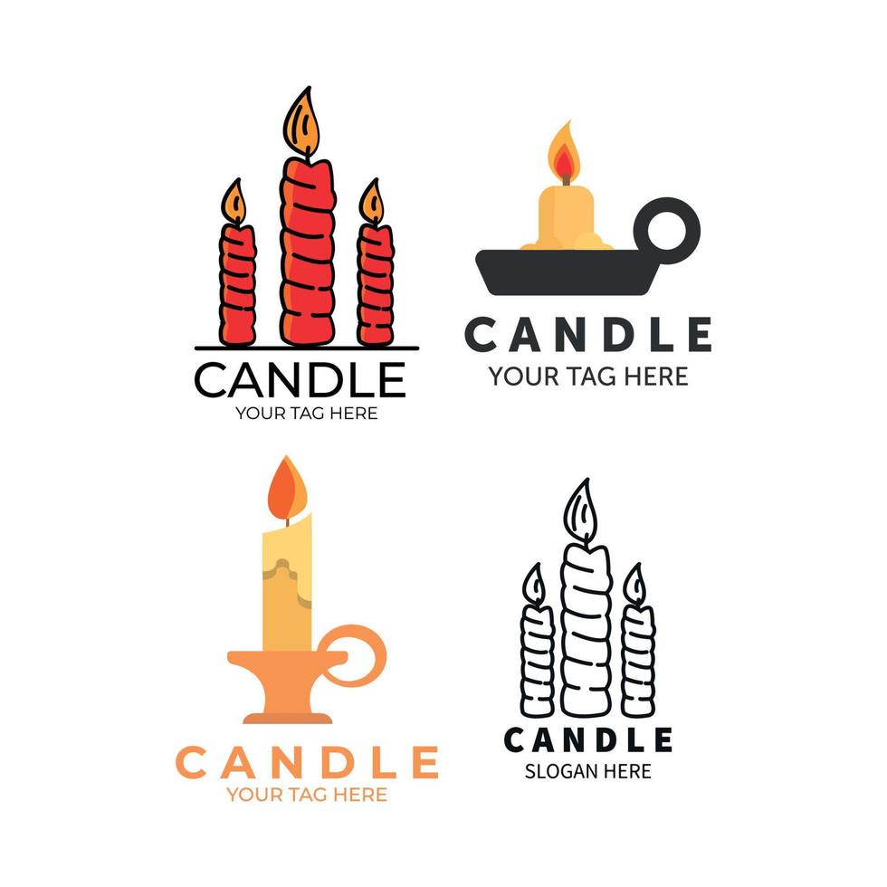 candle set collection logo icon vector