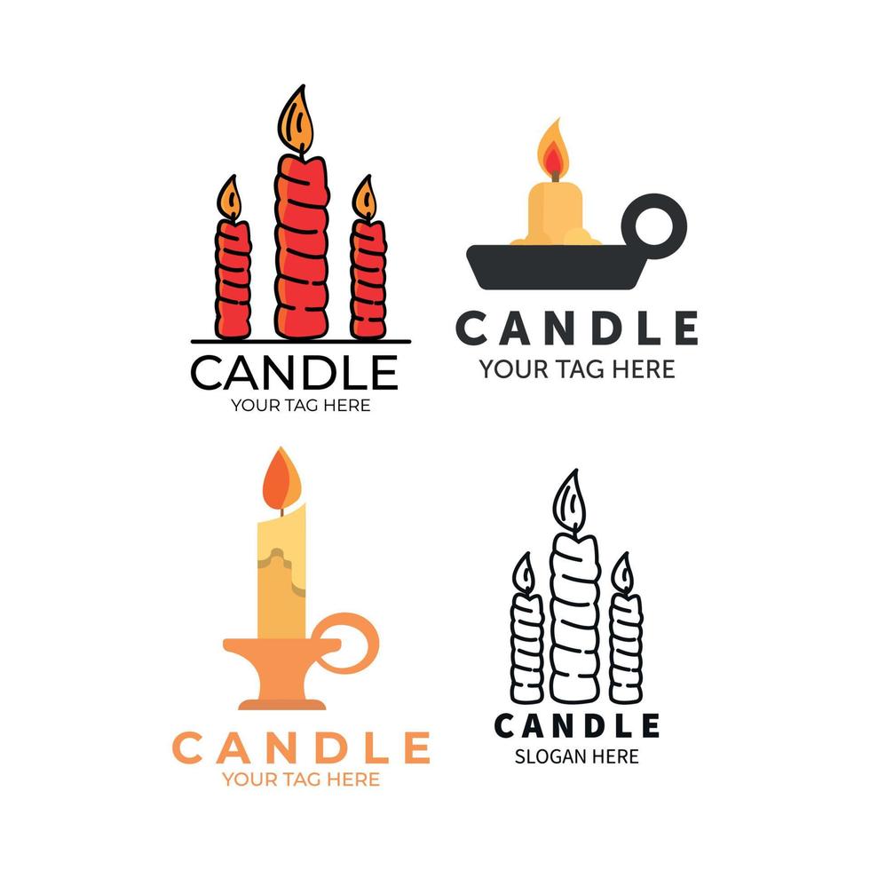 icono de logotipo de colección de conjunto de velas vector