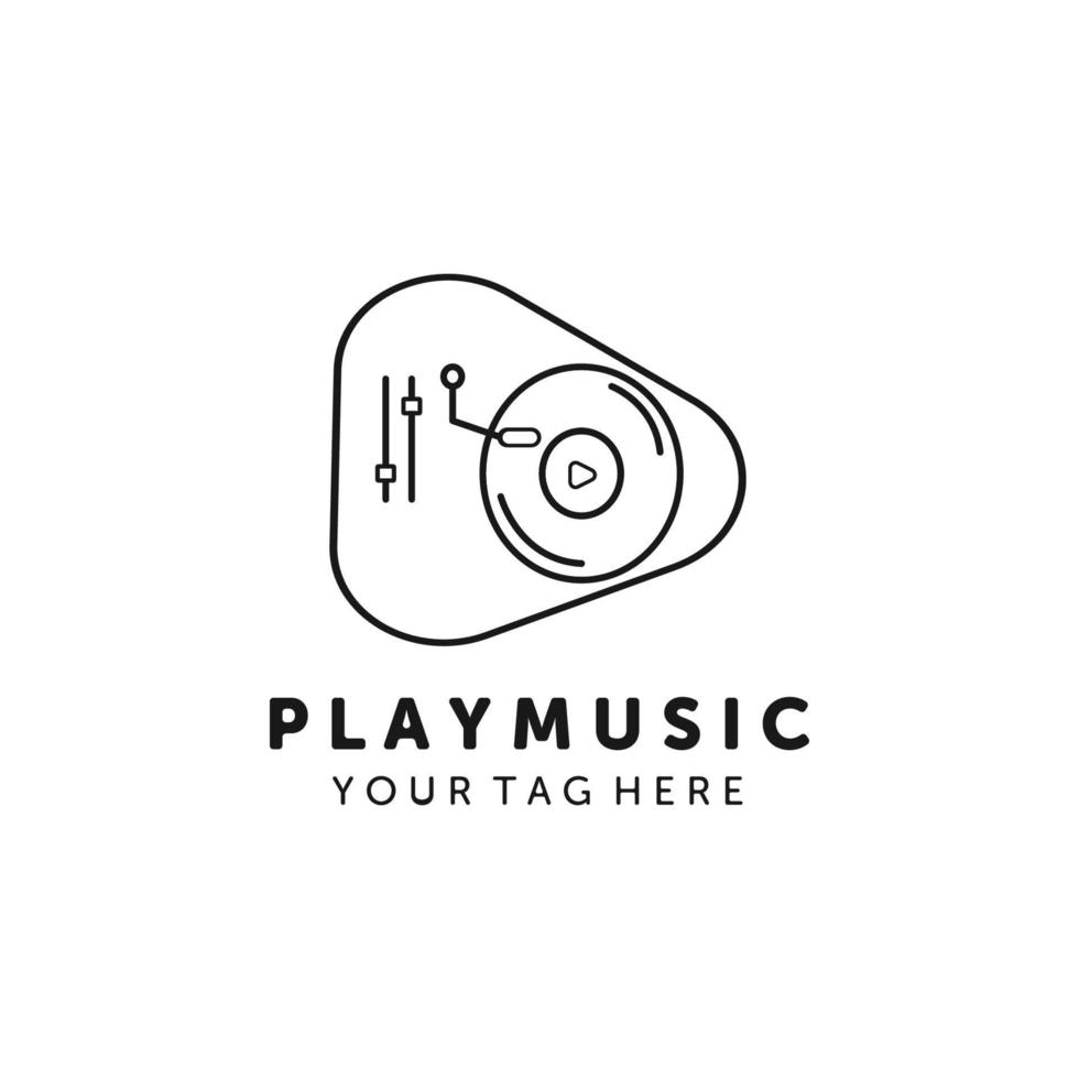 play  music line art logo vector illustration template design
