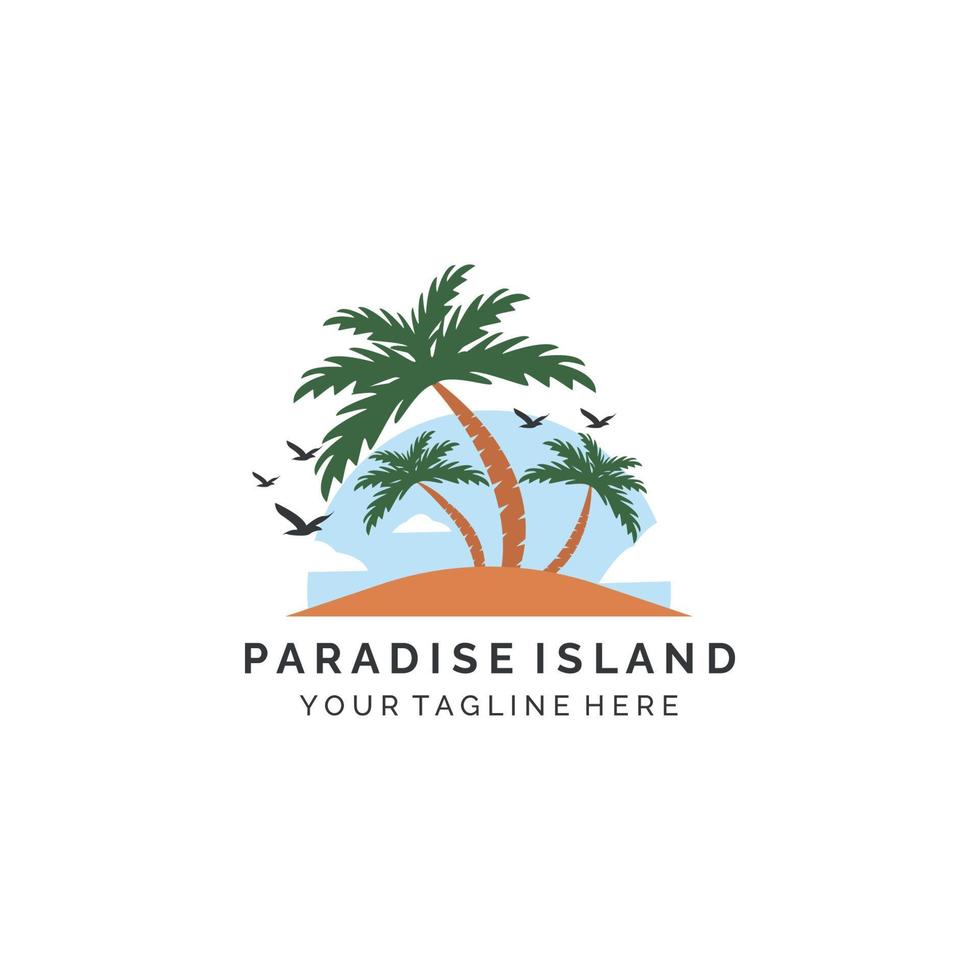 paradise island color logo vector illustration template design