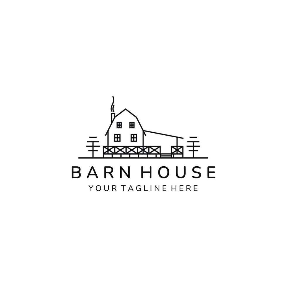 barn house minimalist line art icon logo template vector illustration design