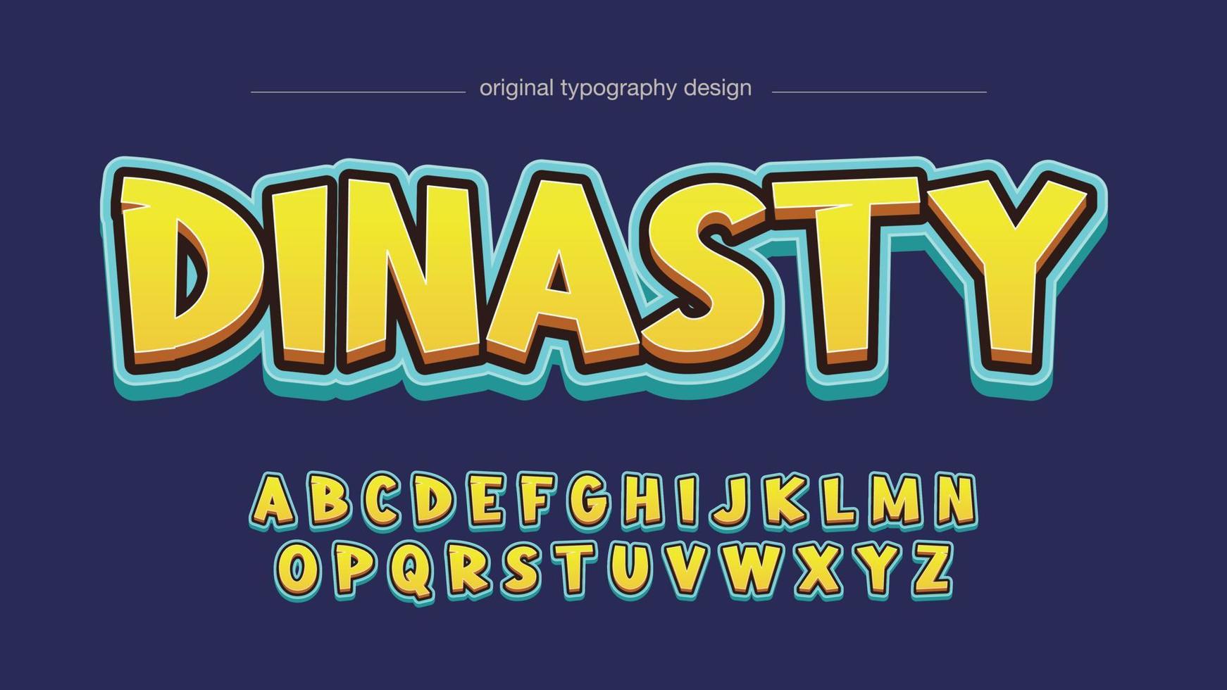 yellow and blue 3d cartoon modern display font vector