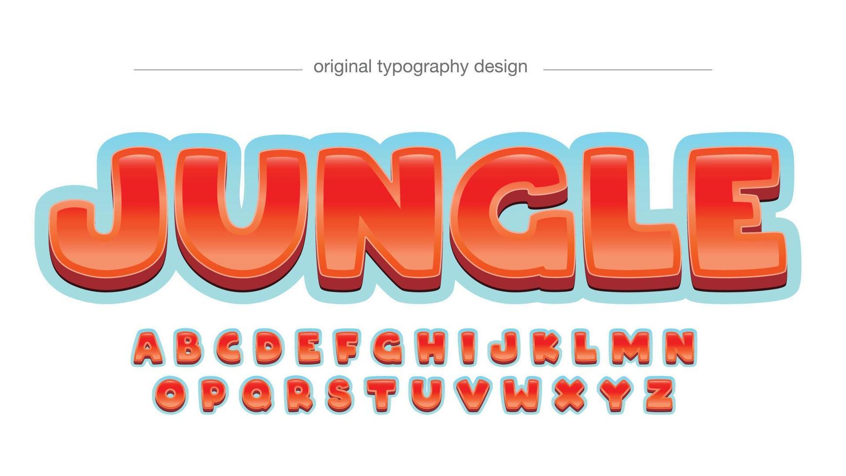 tipografía redondeada de dibujos animados en 3d rojo con contorno azul vector